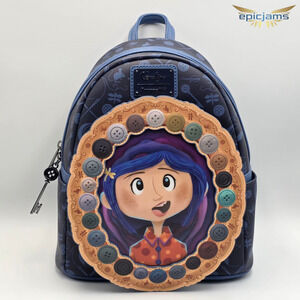 Loungefly Coraline Portal Button Frame Lenticular Blue Mini Backpack Bag New